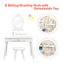 Load image into Gallery viewer, Gymax Kids Vanity Makeup Table & Chair Set Make Up Stool Play Set for Children White