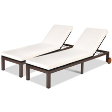 Load image into Gallery viewer, Gymax 2PCS Patio Adjustable Rattan Recliner Chaise Lounge Chair w/ Cushion Wheels