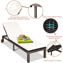 Load image into Gallery viewer, Gymax 2PCS Patio Adjustable Rattan Recliner Chaise Lounge Chair w/ Cushion Wheels