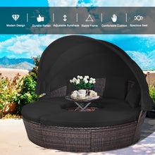 Load image into Gallery viewer, Gymax Cushioned Patio Rattan Round Daybed w/ Adjustable Table 3 Pillows Black