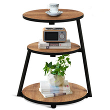 Load image into Gallery viewer, Gymax Round End Table 3-Tier Sofa Side Table Industrial Nightstand Vintage Brown