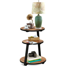 Load image into Gallery viewer, Gymax Round End Table 3-Tier Sofa Side Table Industrial Nightstand Vintage Brown