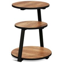 Load image into Gallery viewer, Gymax Round End Table 3-Tier Sofa Side Table Industrial Nightstand Vintage Brown