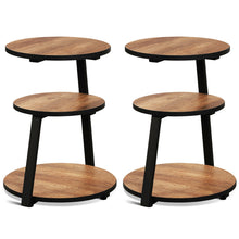 Load image into Gallery viewer, Gymax 2PCS Round EndTable 3-Tier Sofa Side TableIndustrial Nightstand Vintage Brown