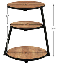 Load image into Gallery viewer, Gymax 2PCS Round EndTable 3-Tier Sofa Side TableIndustrial Nightstand Vintage Brown