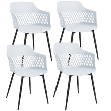 Load image into Gallery viewer, Gymax Set of 4 Dining Chair Modern Hollow Back Plastic Arm Chair w/ Metal Legs White