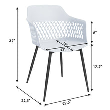 Load image into Gallery viewer, Gymax Set of 2 Dining Chair Modern Hollow Back Plastic Arm Chair w/ Metal Legs White