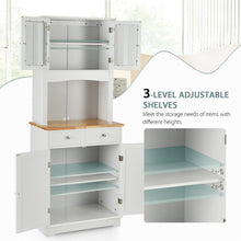 Load image into Gallery viewer, Gymax Buffet Hutch Kitchen Storage Cabinet w/ Microwave Stand Storage Shelves