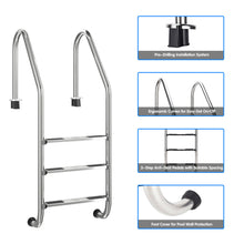 Load image into Gallery viewer, Gymax 3 Step Stainless Steel Swimming Pool Ladder Handrail for In Ground Pool