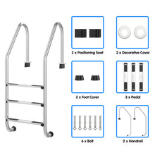 Load image into Gallery viewer, Gymax 3 Step Stainless Steel Swimming Pool Ladder Handrail for In Ground Pool