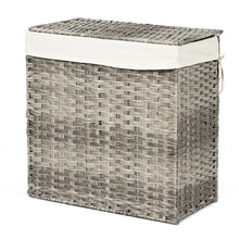 Load image into Gallery viewer, Gymax Hand-woven Laundry Basket Foldable Rattan Laundry Hamper W/Removable Bag Grey