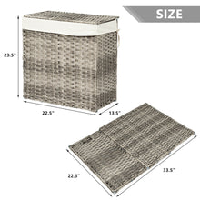 Load image into Gallery viewer, Gymax Hand-woven Laundry Basket Foldable Rattan Laundry Hamper W/Removable Bag Grey