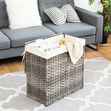 Load image into Gallery viewer, Gymax Hand-woven Laundry Basket Foldable Rattan Laundry Hamper W/Removable Bag Grey