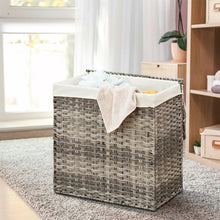 Load image into Gallery viewer, Gymax Hand-woven Laundry Basket Foldable Rattan Laundry Hamper W/Removable Bag Grey