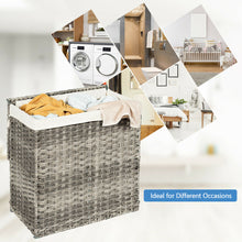 Load image into Gallery viewer, Gymax Hand-woven Laundry Basket Foldable Rattan Laundry Hamper W/Removable Bag Grey
