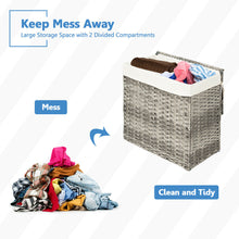Load image into Gallery viewer, Gymax Hand-woven Laundry Basket Foldable Rattan Laundry Hamper W/Removable Bag Grey