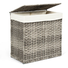 Load image into Gallery viewer, Gymax Hand-woven Laundry Basket Foldable Rattan Laundry Hamper W/Removable Bag Grey