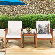 Load image into Gallery viewer, Gymax 3PC Outdoor Patio Sofa Furniture Set Solid Wood Cushioned Conversation Set White