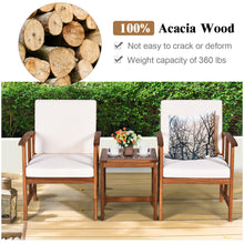 Load image into Gallery viewer, Gymax 3PC Outdoor Patio Sofa Furniture Set Solid Wood Cushioned Conversation Set White