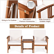 Load image into Gallery viewer, Gymax 3PC Outdoor Patio Sofa Furniture Set Solid Wood Cushioned Conversation Set White