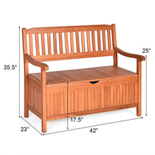 Load image into Gallery viewer, Gymax 42'' Storage Bench Deck Box Solid Wood Seating Container Tools Toys W/Backrest