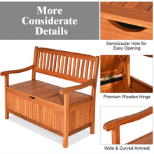 Load image into Gallery viewer, Gymax 42'' Storage Bench Deck Box Solid Wood Seating Container Tools Toys W/Backrest