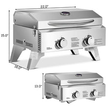 Load image into Gallery viewer, Gymax 2 Burner Portable BBQ Table Top Propane Gas Grill Stainless Steel