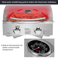 Load image into Gallery viewer, Gymax 2 Burner Portable BBQ Table Top Propane Gas Grill Stainless Steel
