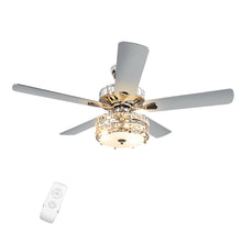 Load image into Gallery viewer, Gymax 52'' Classical Crystal Ceiling Fan Lamp w/ Reversible Blades Remote Control Home