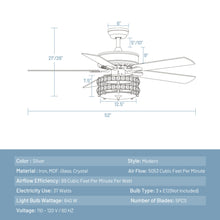 Load image into Gallery viewer, Gymax 52'' Classical Crystal Ceiling Fan Lamp w/ Reversible Blades Remote Control Home