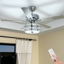 Load image into Gallery viewer, Gymax 52'' Classical Crystal Ceiling Fan Lamp w/ Reversible Blades Remote Control Home