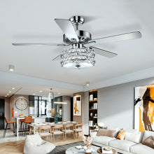 Load image into Gallery viewer, Gymax 52'' Classical Crystal Ceiling Fan Lamp w/ Reversible Blades Remote Control Home