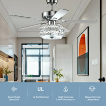 Load image into Gallery viewer, Gymax 52'' Classical Crystal Ceiling Fan Lamp w/ Reversible Blades Remote Control Home