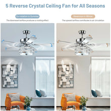 Load image into Gallery viewer, Gymax 52'' Classical Crystal Ceiling Fan Lamp w/ Reversible Blades Remote Control Home