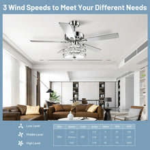 Load image into Gallery viewer, Gymax 52'' Classical Crystal Ceiling Fan Lamp w/ Reversible Blades Remote Control Home