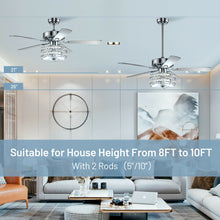 Load image into Gallery viewer, Gymax 52'' Classical Crystal Ceiling Fan Lamp w/ Reversible Blades Remote Control Home