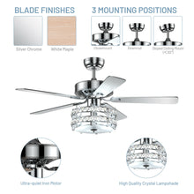 Load image into Gallery viewer, Gymax 52'' Classical Crystal Ceiling Fan Lamp w/ Reversible Blades Remote Control Home