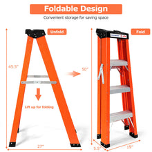 Load image into Gallery viewer, Gymax 3-Step Ladder Folding Step Stool Platform 330lbs Capacity w/Tool Tray Anti-Slip