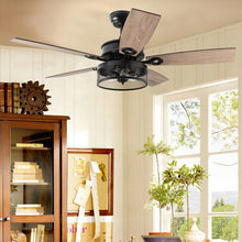 Load image into Gallery viewer, Gymax 48'' Ceiling Fan Industrial Cage Light w/ Reversible Blades Remote Control Indoor