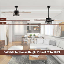Load image into Gallery viewer, Gymax 48'' Ceiling Fan Industrial Cage Light w/ Reversible Blades Remote Control Indoor