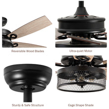Load image into Gallery viewer, Gymax 48'' Ceiling Fan Industrial Cage Light w/ Reversible Blades Remote Control Indoor