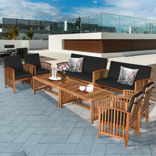 Load image into Gallery viewer, Gymax 8PCS Wooden Patio Conversation Set Outdoor Furniture Set w/ Cushions