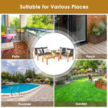 Load image into Gallery viewer, Gymax 4PCS Cushioned Wooden Conversation Set Patio Outdoor Furniture Set