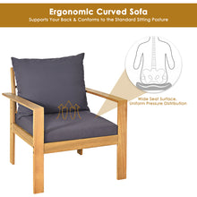 Load image into Gallery viewer, Gymax 4PCS Cushioned Wooden Conversation Set Patio Outdoor Furniture Set