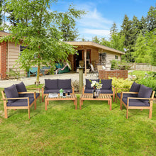 Load image into Gallery viewer, Gymax 8PCS Cushioned Wooden Conversation Set Patio Outdoor Furniture Set