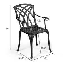 Load image into Gallery viewer, Gymax Set of 2 Cast Aluminum Dining Chairs Durable Solid Construction W/Armrest Black