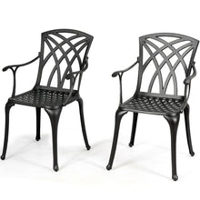 Load image into Gallery viewer, Gymax Set of 2 Cast Aluminum Dining Chairs Durable Solid Construction W/Armrest Black