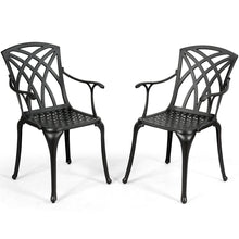 Load image into Gallery viewer, Gymax Set of 2 Cast Aluminum Dining Chairs Durable Solid Construction W/Armrest Black