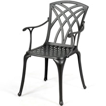 Load image into Gallery viewer, Gymax Set of 2 Cast Aluminum Dining Chairs Durable Solid Construction W/Armrest Black