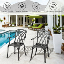 Load image into Gallery viewer, Gymax Set of 2 Cast Aluminum Dining Chairs Durable Solid Construction W/Armrest Black